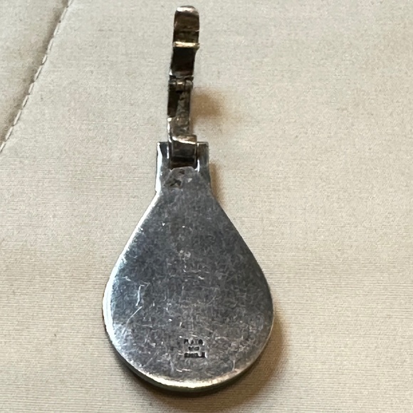 950 Mexican Sterling Silver. Lapis lazuli pendant enhancer bail. Genuine stone. - Picture 6 of 15